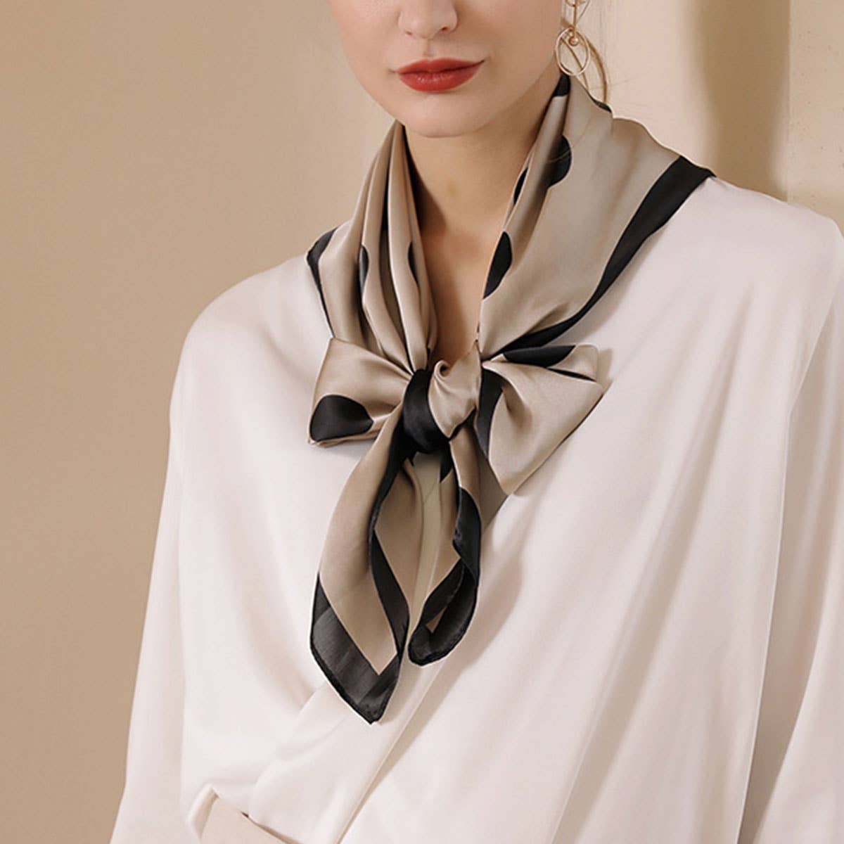 Womens 35" Polka Dot Silky Wrap Neck Scarf