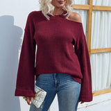 Solid Color Crew Neck Drop Shoulder Sweater