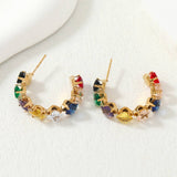 LIGHT LUXURY C SHAPED DIAMOND EARRINGS_CWMM3668