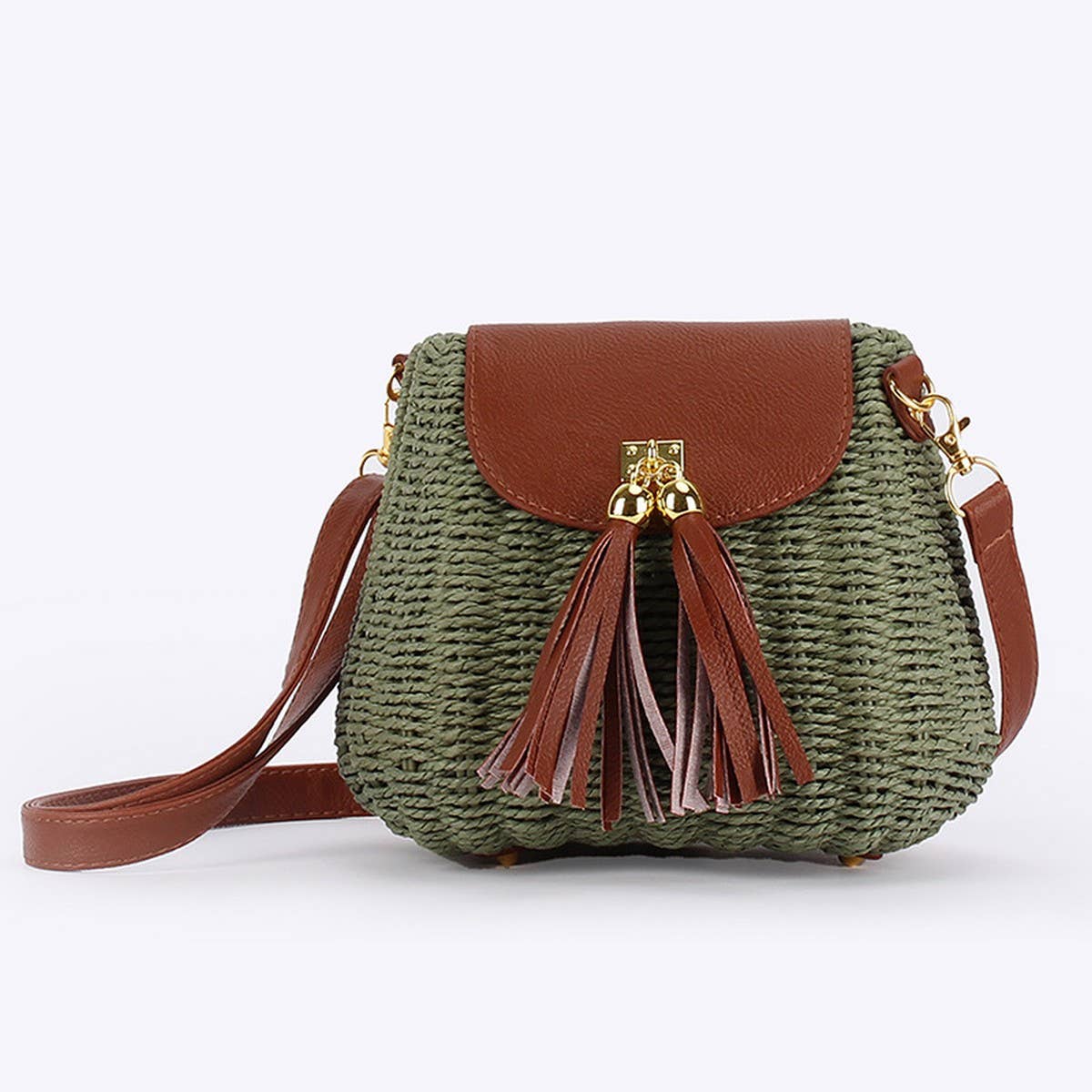NEW RATTAN SMALL FRESH SOLID COLOR HAND WOVEN BAG_CWAB4697