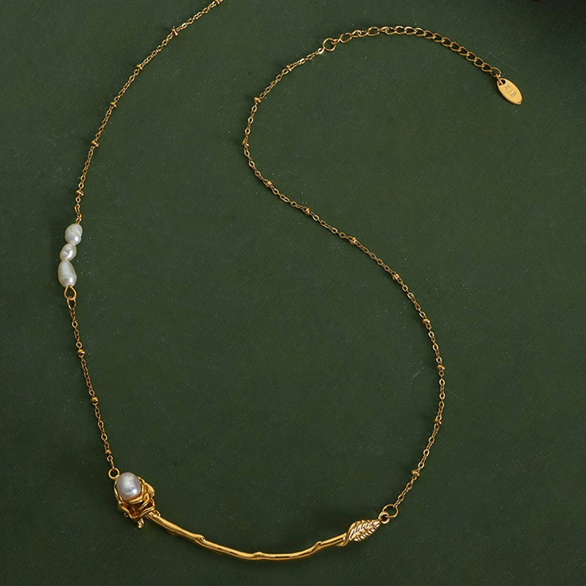 NATURAL FRESHWATER PEARL STAINLESS STEEL NECKLACE_CWAJE1095