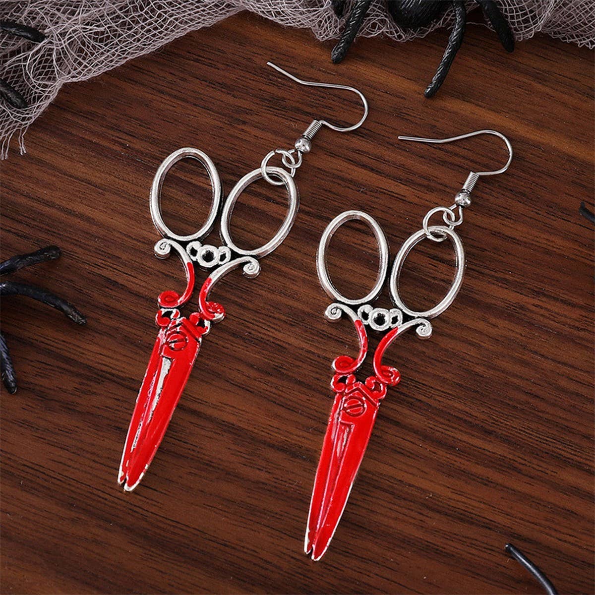 HALLOWEEN BLOODY HORROR SCISSORS AXE EARRINGS_CWAJE1972
