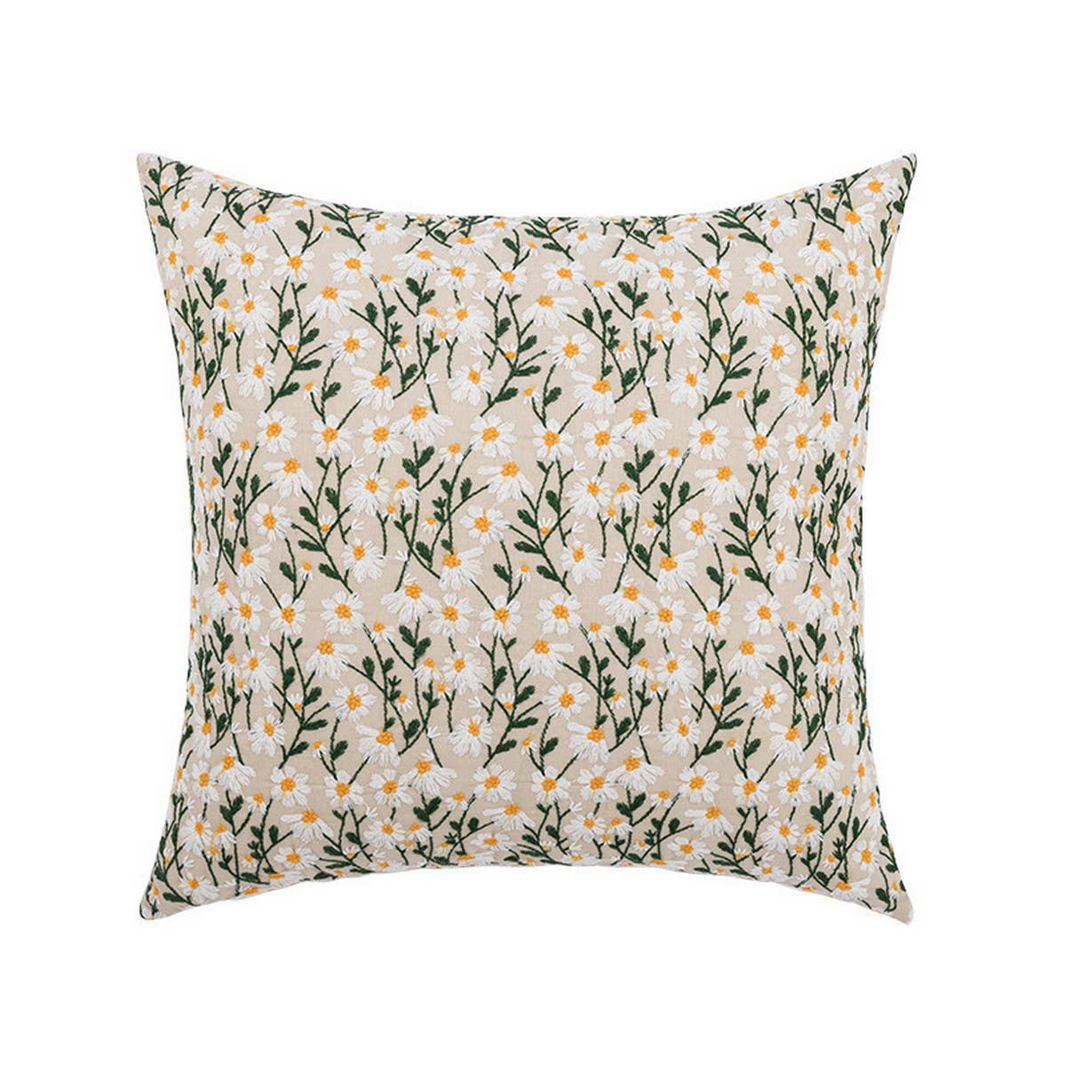 EMBROIDERED DAISY PILLOW COVER REMOVABLE RUSTICCHIC_CWMM7672