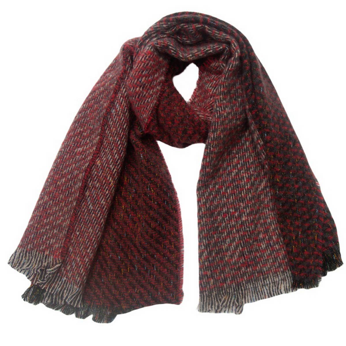 FRINGE PATCHWORK SCARF UNISEX WINTER SHAWL WRAP_CWASC0873