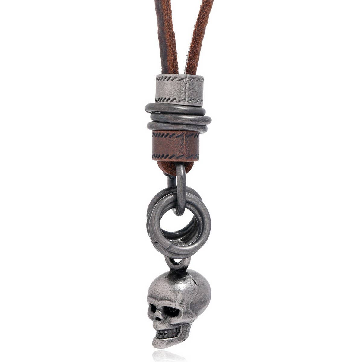 CREATIVE DESIGN VINTAGE SKULL LEATHER NECKLACE_CWMM4590