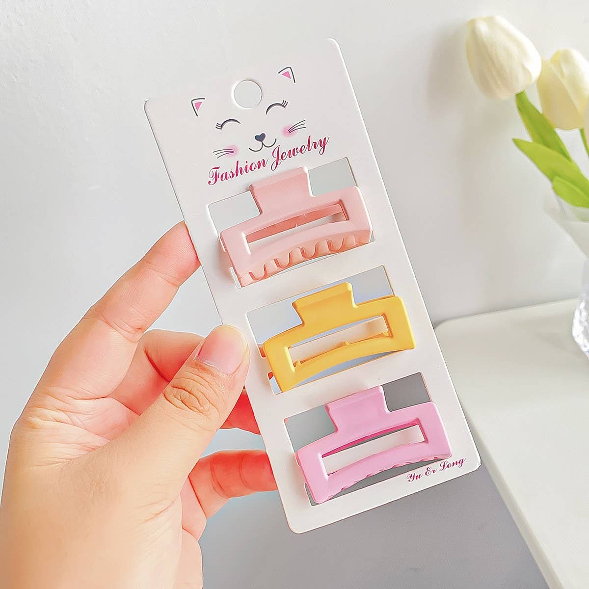 FROSTED SOLID COLOR GRAPHIC MINI HAIR CLIP_CWAHA0724