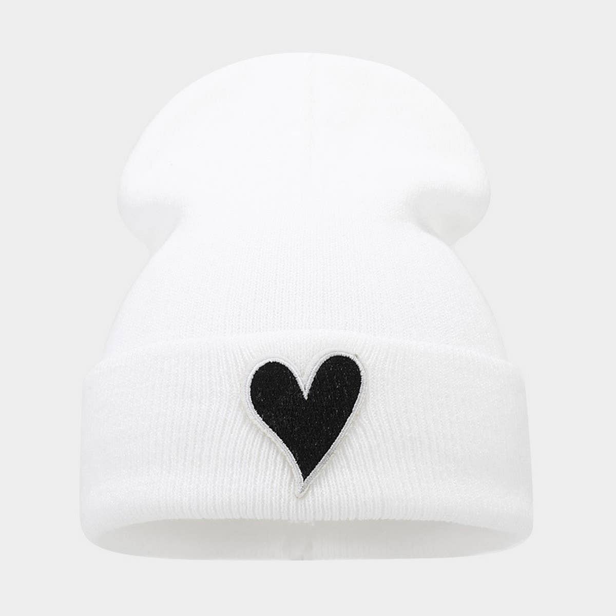 SIMPLE HEART PATCH PILE HAT KNITTED HAT_CWAH2085