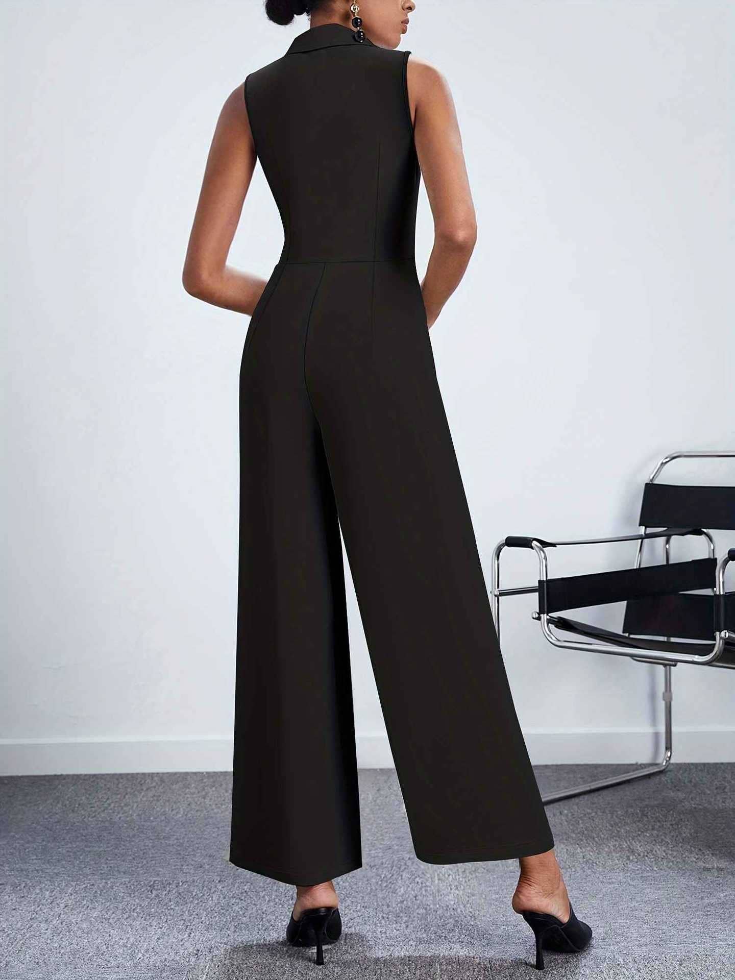 Wrap Style Lace-Up Suit Pants Wide-Leg Jumpsuit