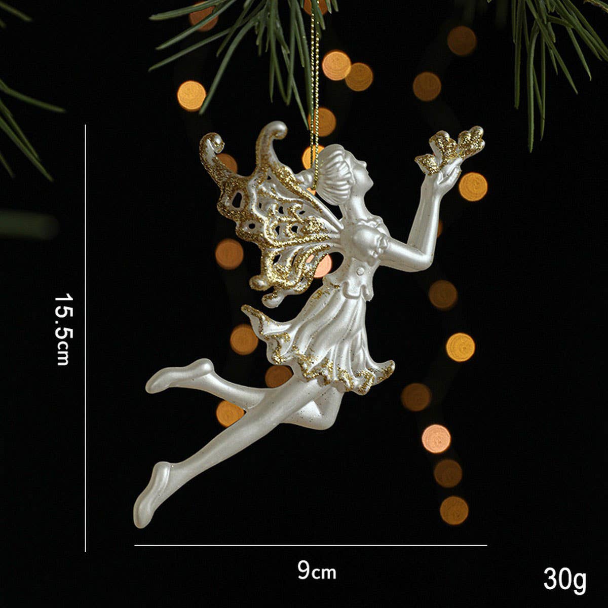 GOLD GLITTER XMAS SLED SANTA ANGEL REINDEER DECOR_CWMM9787