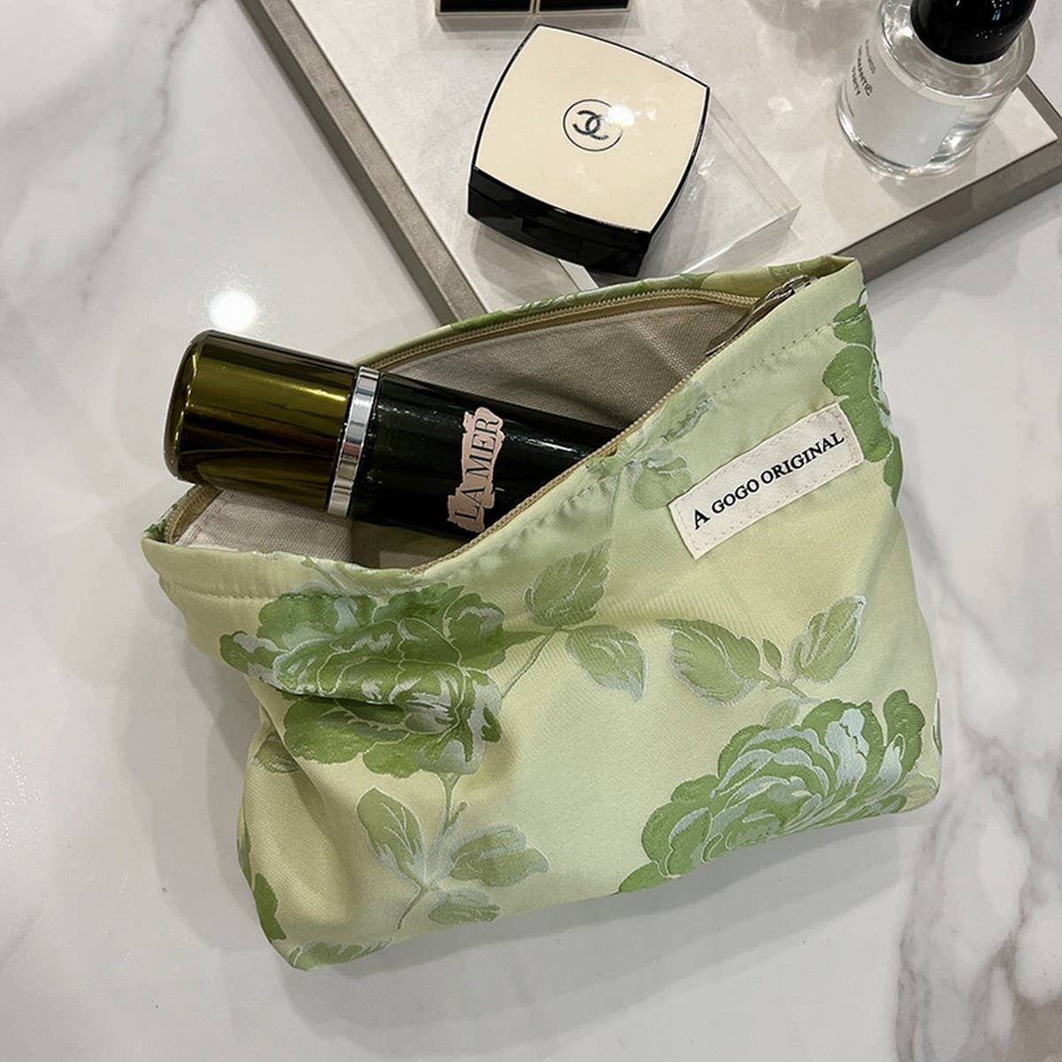 Green Vintage Makeup Bag Large Travel Wash Storage_Cuab00728