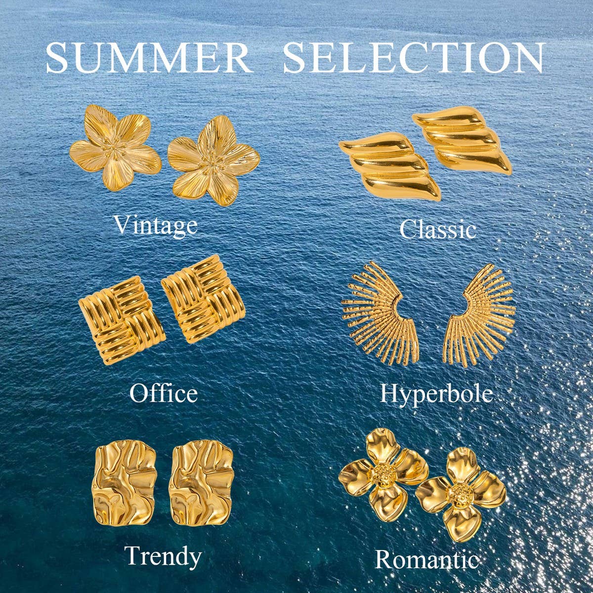 GOLD FLOWER JEWELRY LIGHT LUXURY VERSATILE EARRINGS_CWMM2361