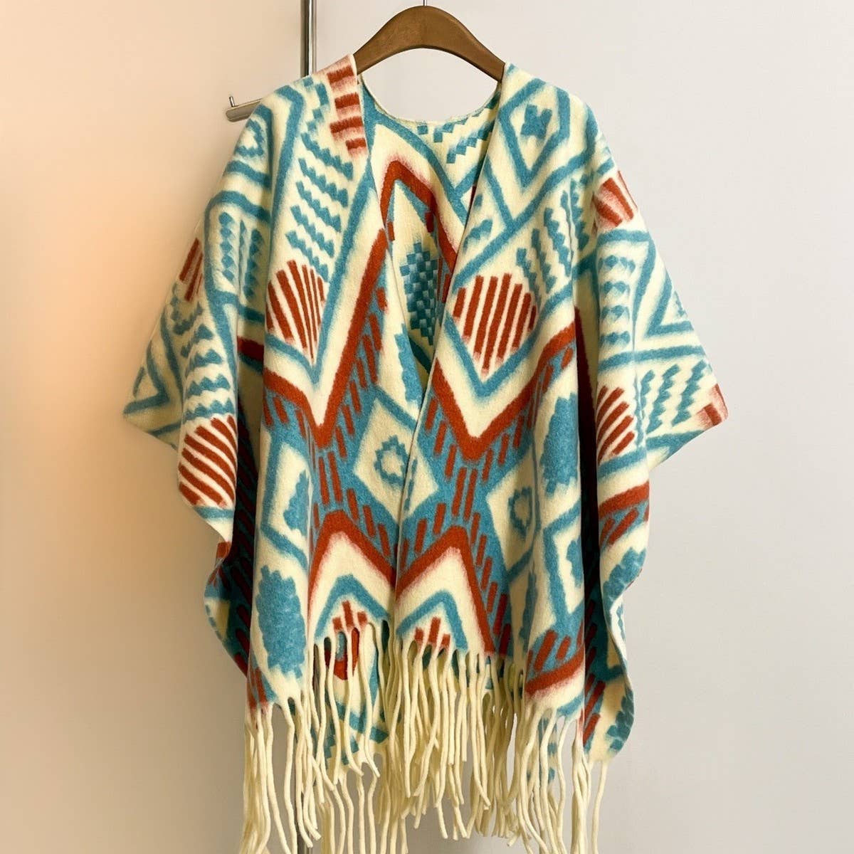 Thick Open-Side Shawl Women Winter Poncho_Cwocasl00094
