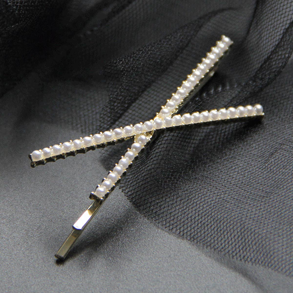 With Pearl Edge Clip X-Shaped Hair Clip_Cwaha1223