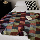 NEW RETRO PLAID VELVET KNITTED THROW BLANKET_CWMM2379