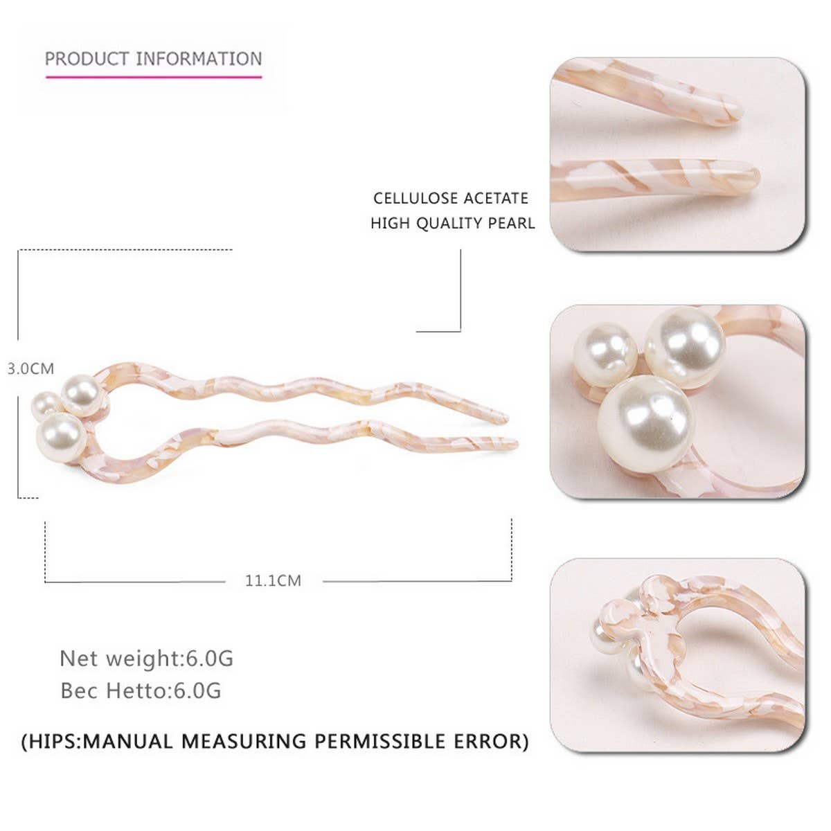 Wavy Acetate Retro Hairpin Hair Accessories
