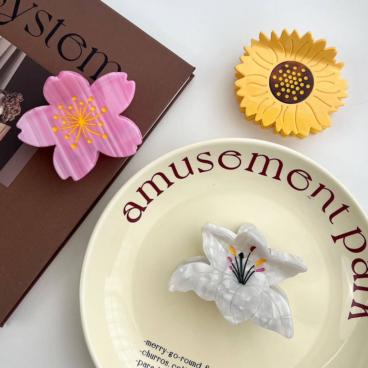 DAISY ACETATE HAIR CLAW SWEET SUNFLOWER BUN CLIP_CWAHA5966