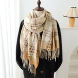 COZY PLAID TASSEL SCARF FALL WINTER WRAP FOR WOMEN_CWASC0977