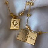 OPEN AND CLOSE STAR AND MOON DIAMOND NECKLACE_CWMM3820