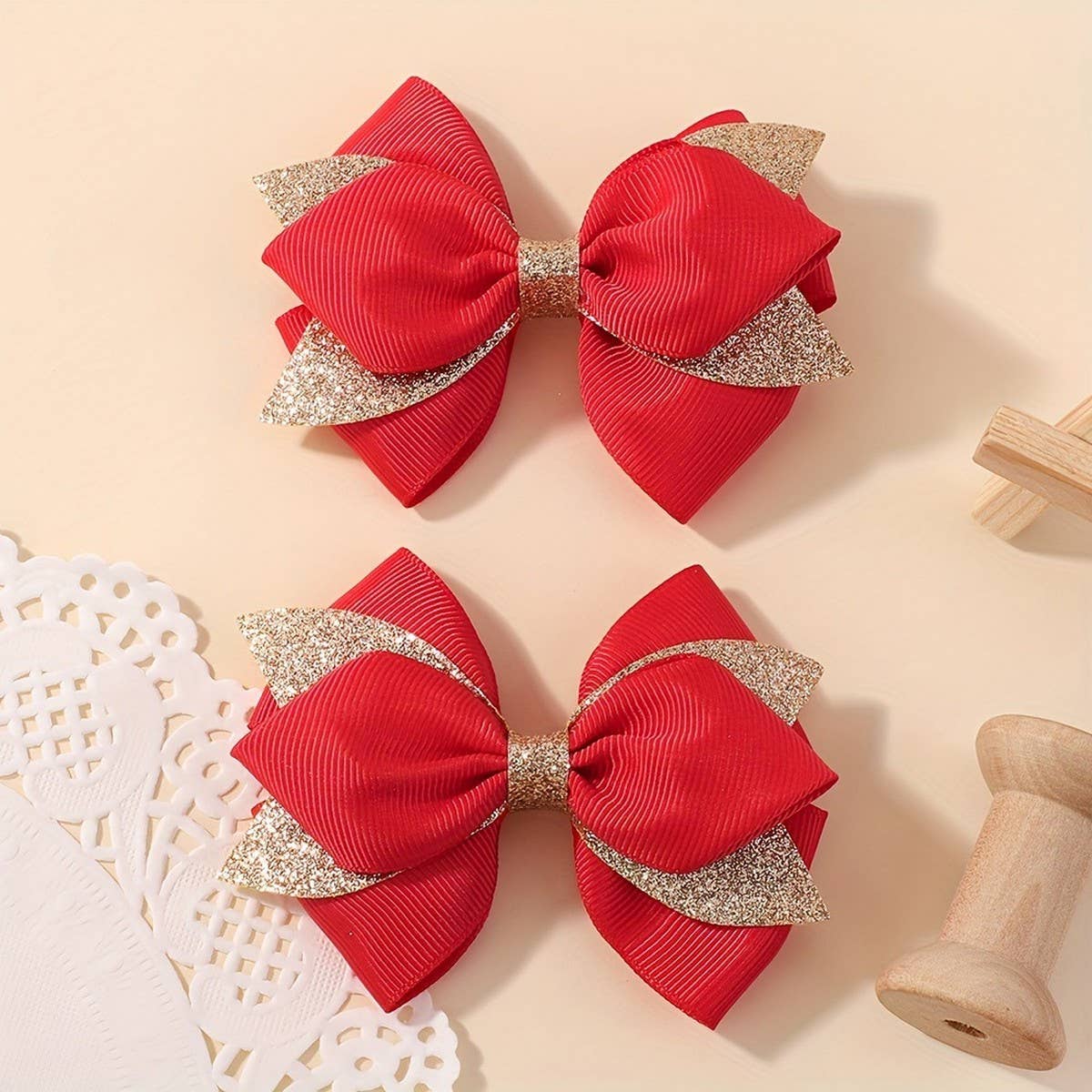 GLITTER BOW HAIR CLIP SET FOR GIRLS PARTY WEAR_CWAHA6733