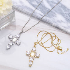Vintage Virgin Mary Cross Pendant Necklace