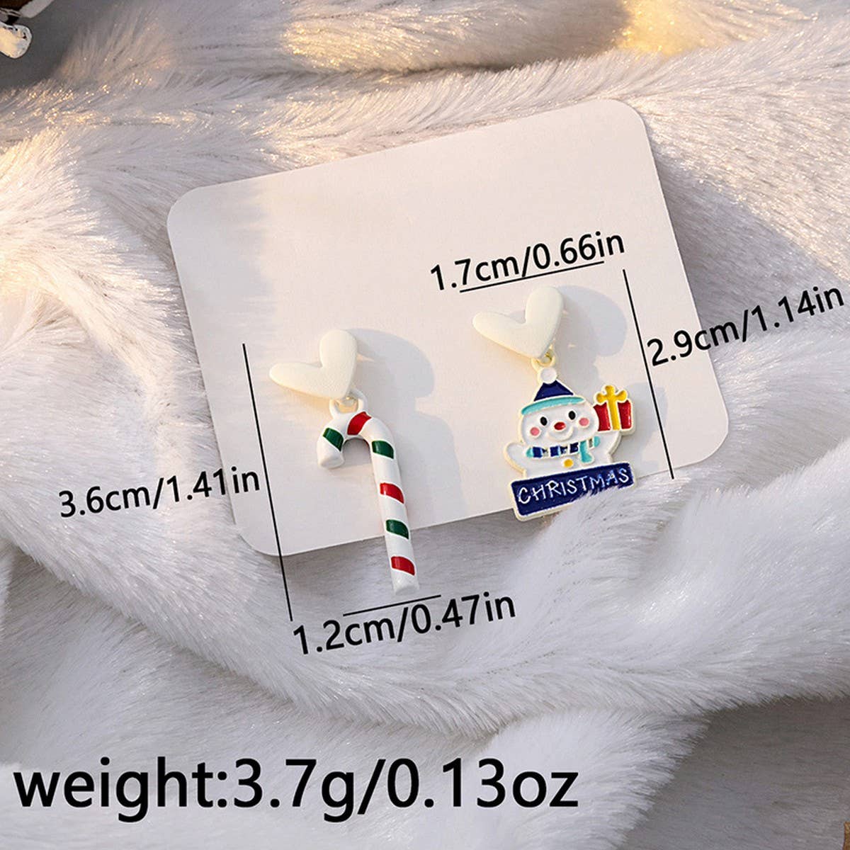 CHRISTMAS ELK BELL BOW ASYMMETRICAL EARRINGS_CWAJE1831