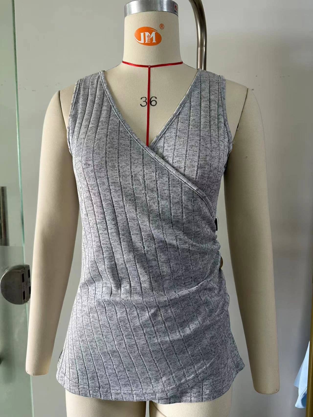 V-Neck Cross Sleeveless Short-Sleeved T-Shirt