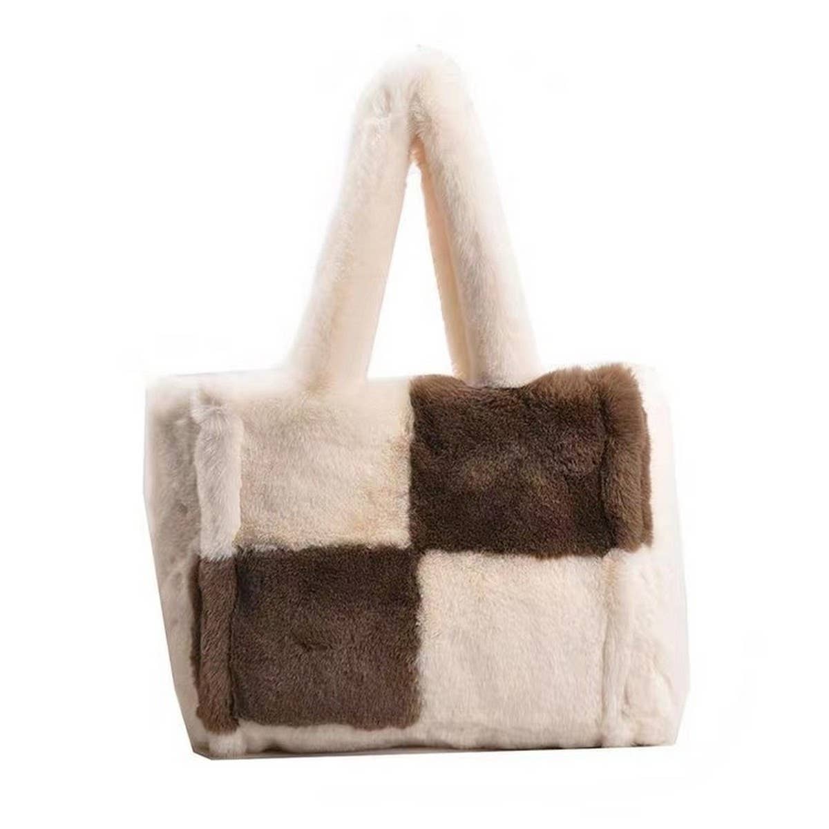 FAUX RABBIT FUR TOTE BAG WOMEN LARGE HANDBAG_CUAB00603
