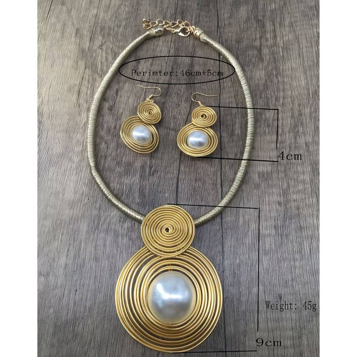 HAND WOVEN IMITATION PEARL NECKLACE EARRING SET_CWMM4741