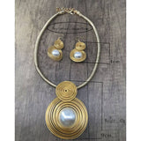 HAND WOVEN IMITATION PEARL NECKLACE EARRING SET_CWMM4741