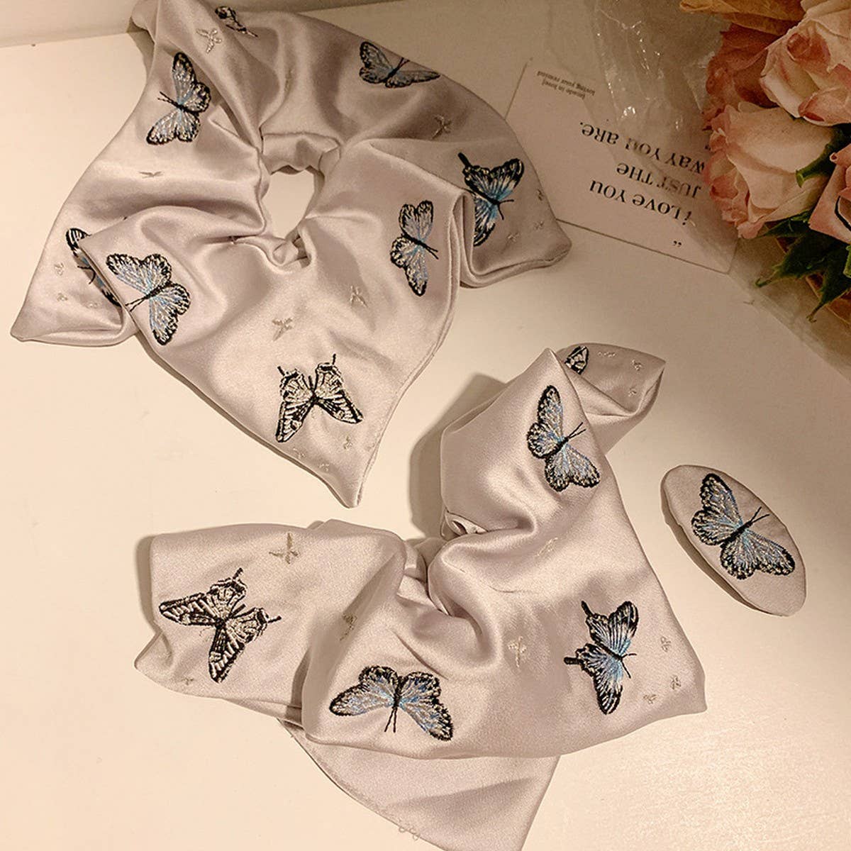 SATIN HEAVY EMBROIDERY BUTTERFLY HAIR ACCESSORY_CWAHA3679