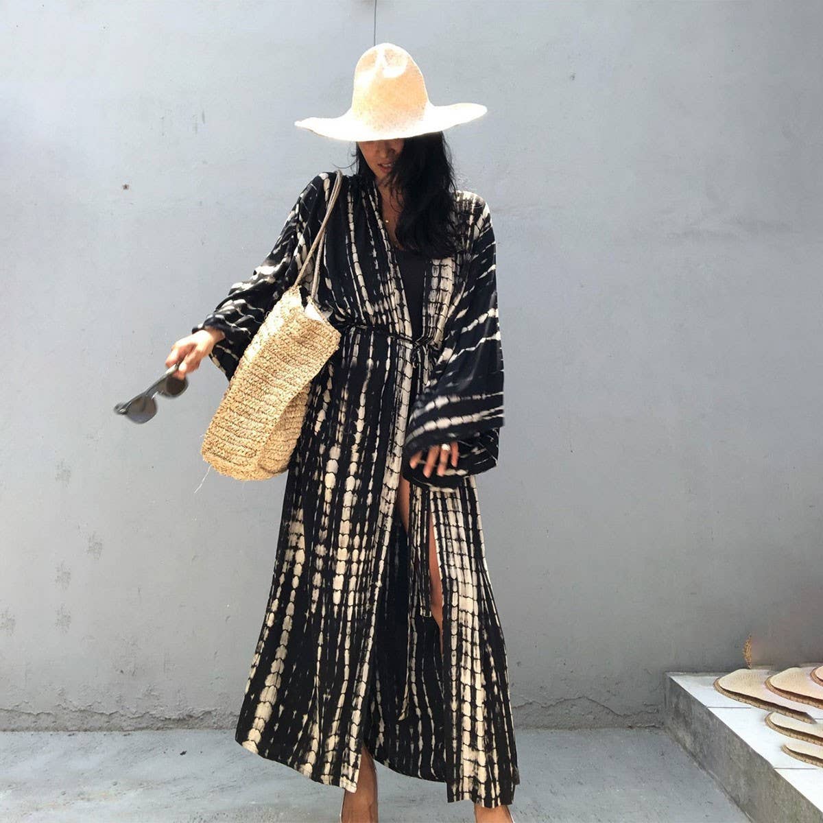 Tie-Dye Beach Cover-Up Cardigan Bikini Sunscreen_Cwmm6299