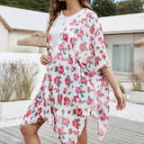 FLORAL PRINT FRONT OPEN KIMONO FOR SUMMER VACATION_CWASC0780