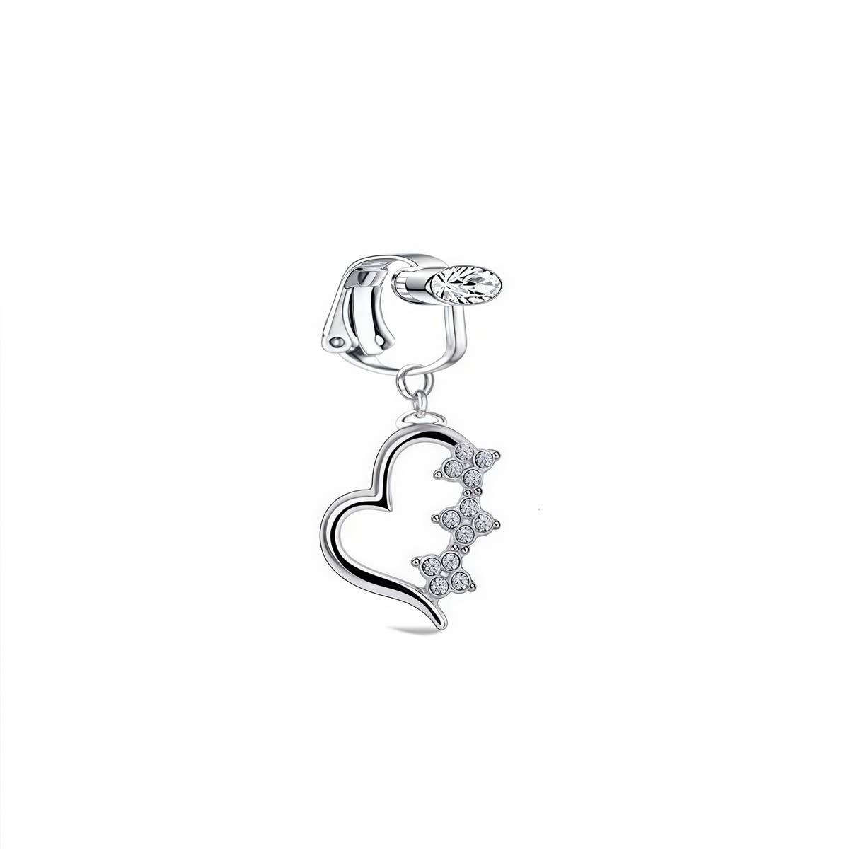 CRYSTAL MOON HEART BUTTERFLY FAKE NAVEL RING_CWMM9228