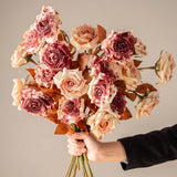 DRIED TONE BURNT EDGE ROSE BOUQUET FOR DECOR_CWMM6577