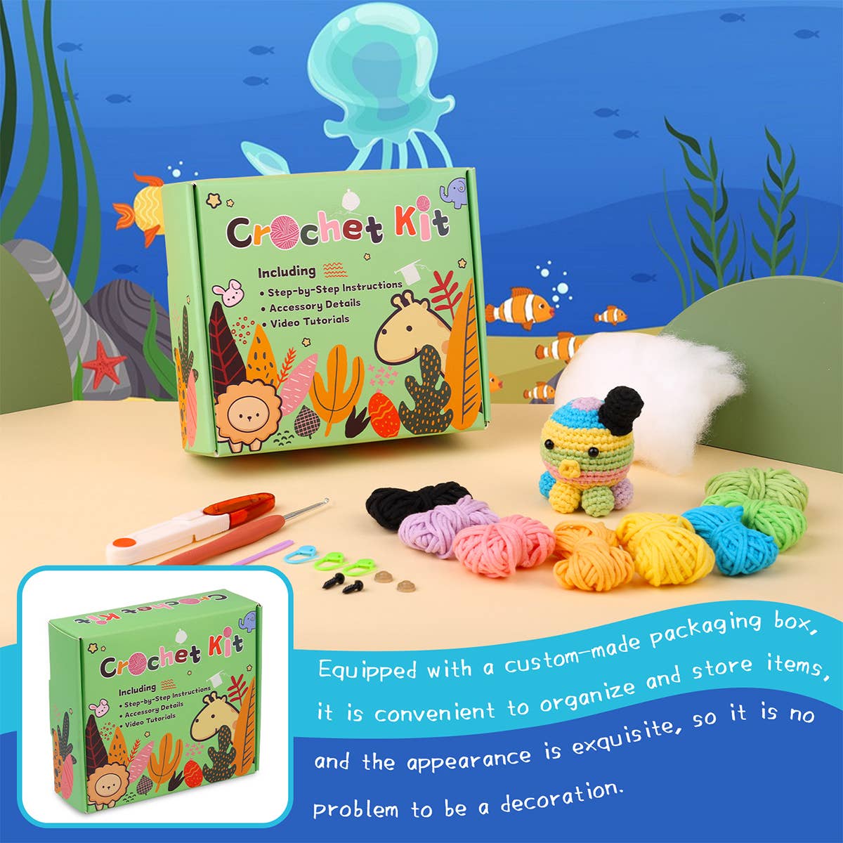 HANDMADE DIY OCTOPUS CROCHET MATERIAL KIT_CWMM0804