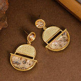 HALF CIRCLE POLKA DOT COLORFUL ABALONE EARRINGS_CWMM4349