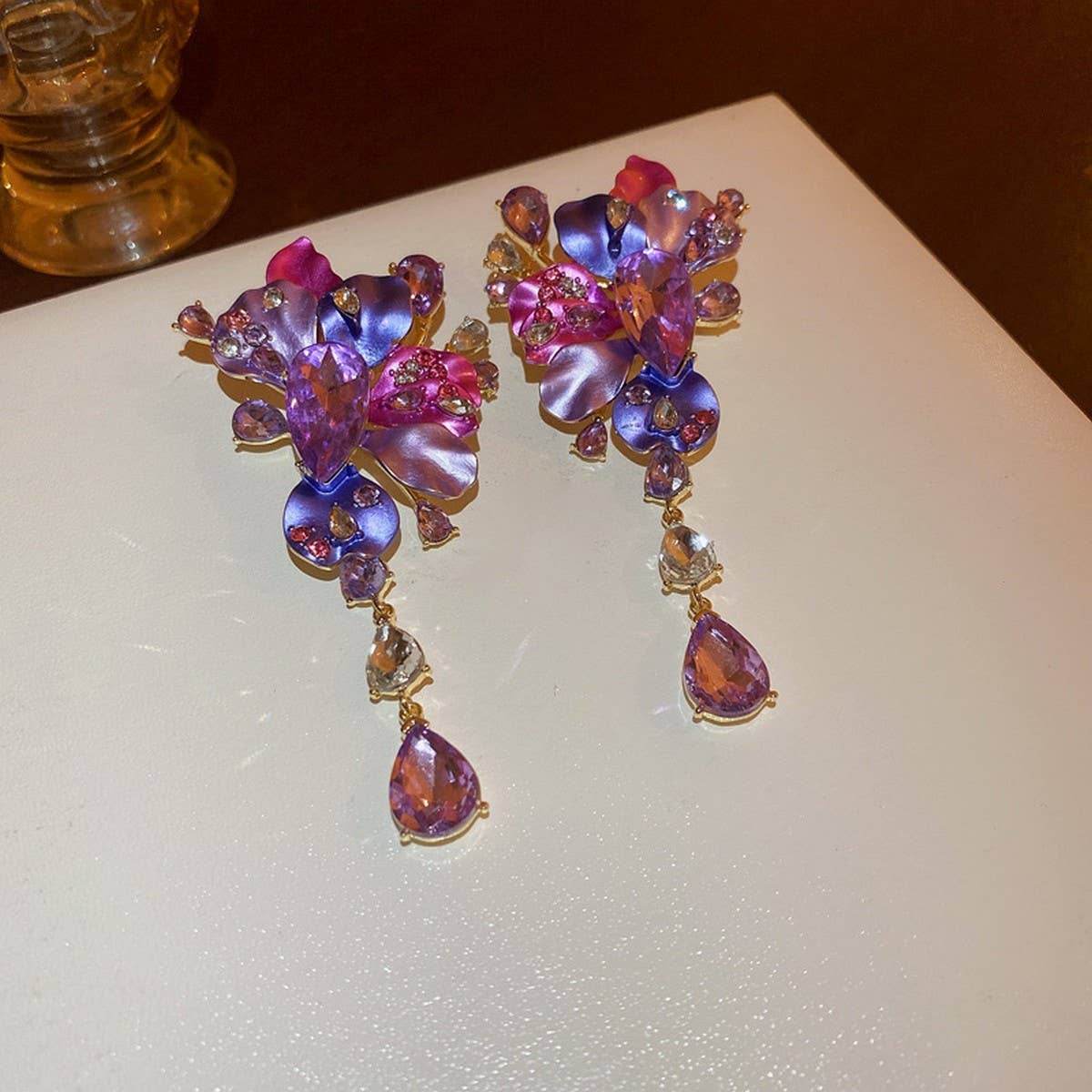 FLOWER TASSEL EXAGGERATED PERSONALITY EARRINGS_CWAJE2342