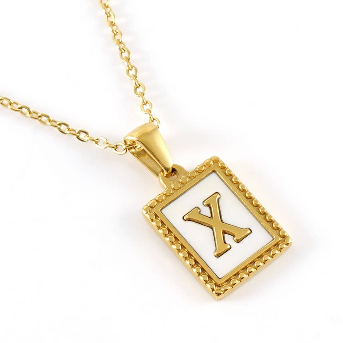 18K GOLD STAINLESS STEEL LETTER SHELL NECKLACE_CWAJE0685