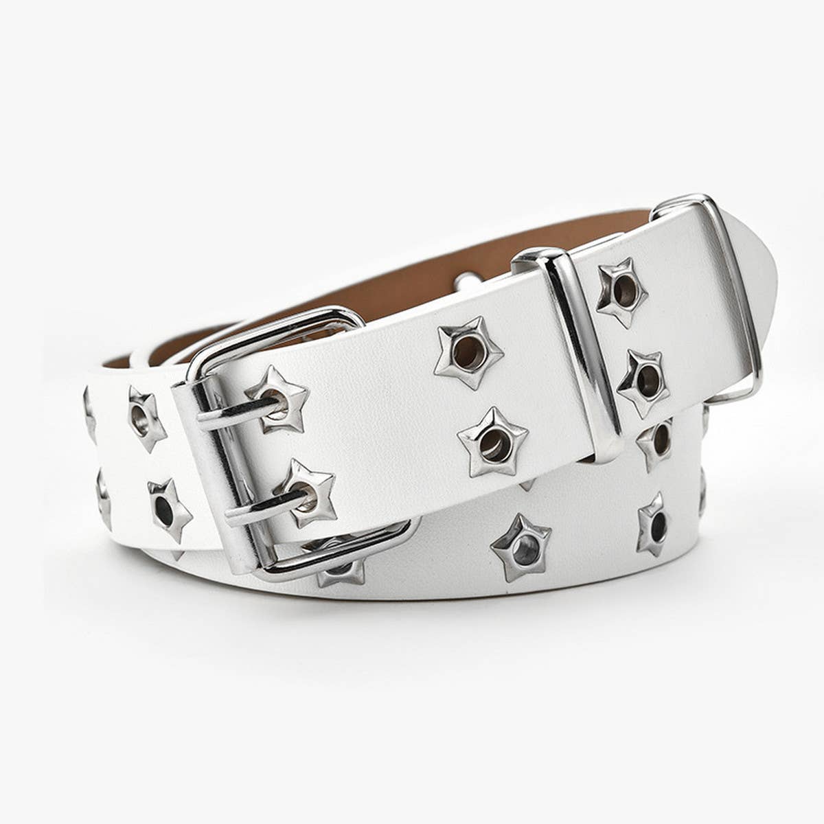 Cwabe0871_Double Row Star Eyelet Hollow Punk Belt