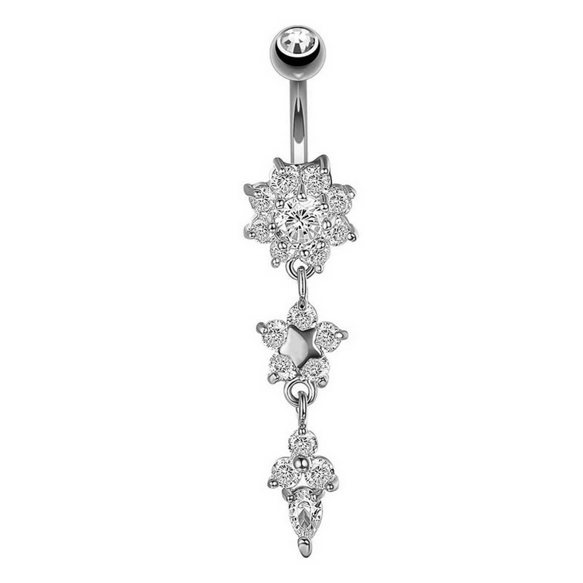 HEART BUTTERFLY CZ BELLY RING BODY JEWELRY_CWMM9180