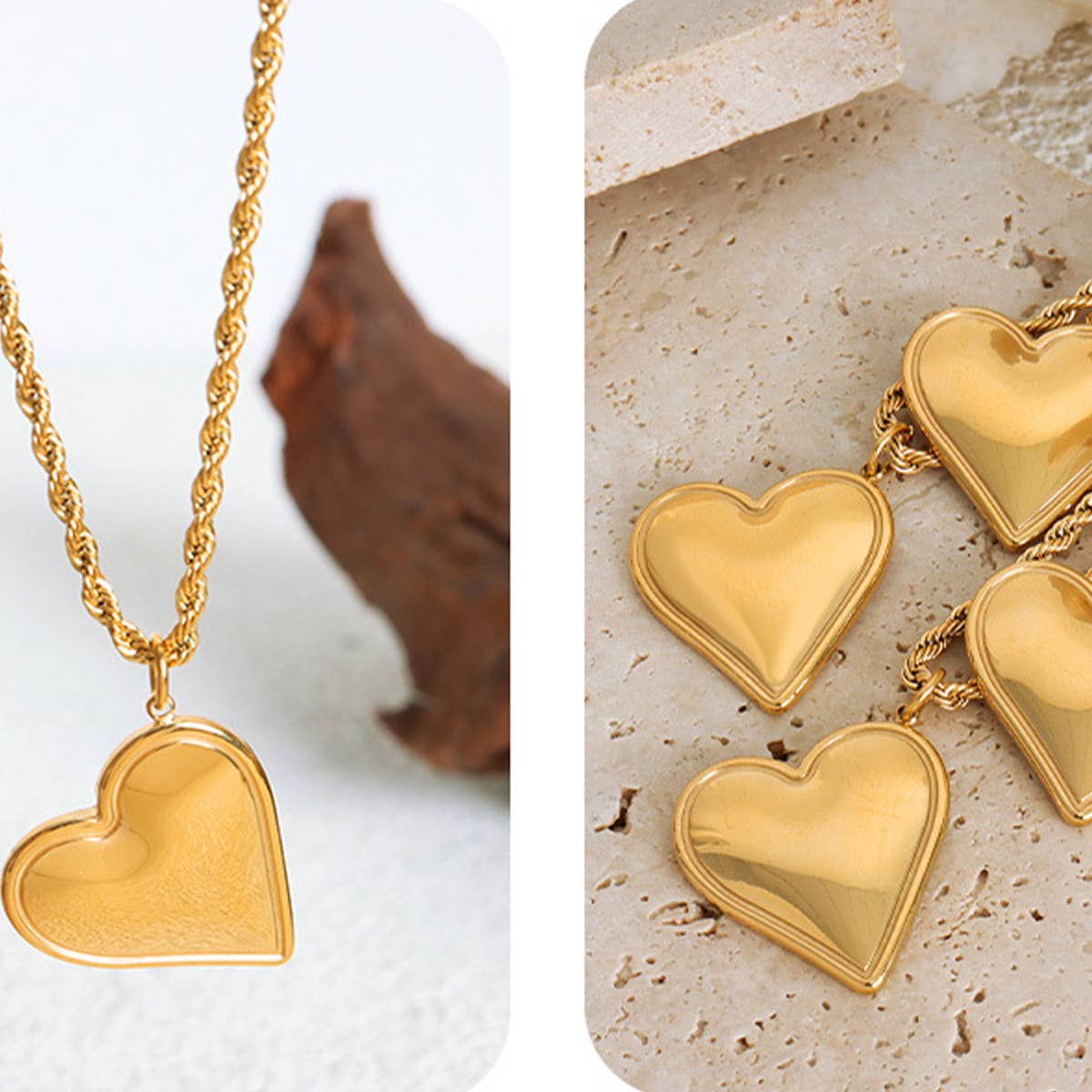 HEART TITANIUM STEEL PENDANT EARRINGS NECKLACE_CWAJE1093