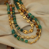 NATURAL STONE AGATE TITANIUM STEEL NECKLACE_CWAJE1081