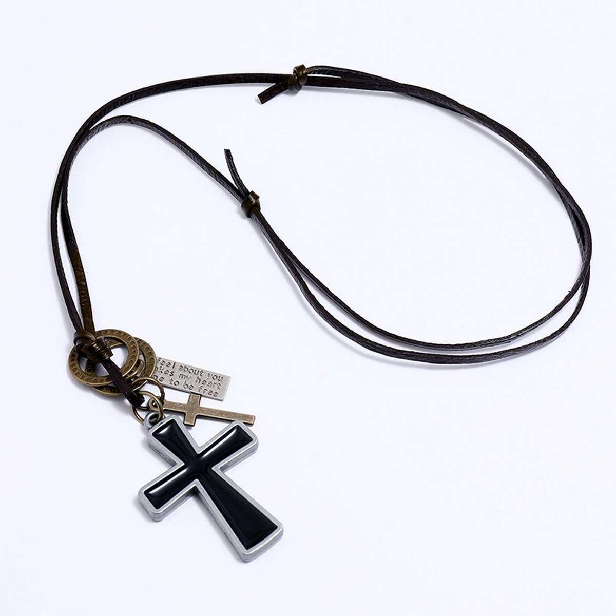 BLACK OIL DRIP PERSONALITY LONG COWHIDE NECKLACE_CWMM4594