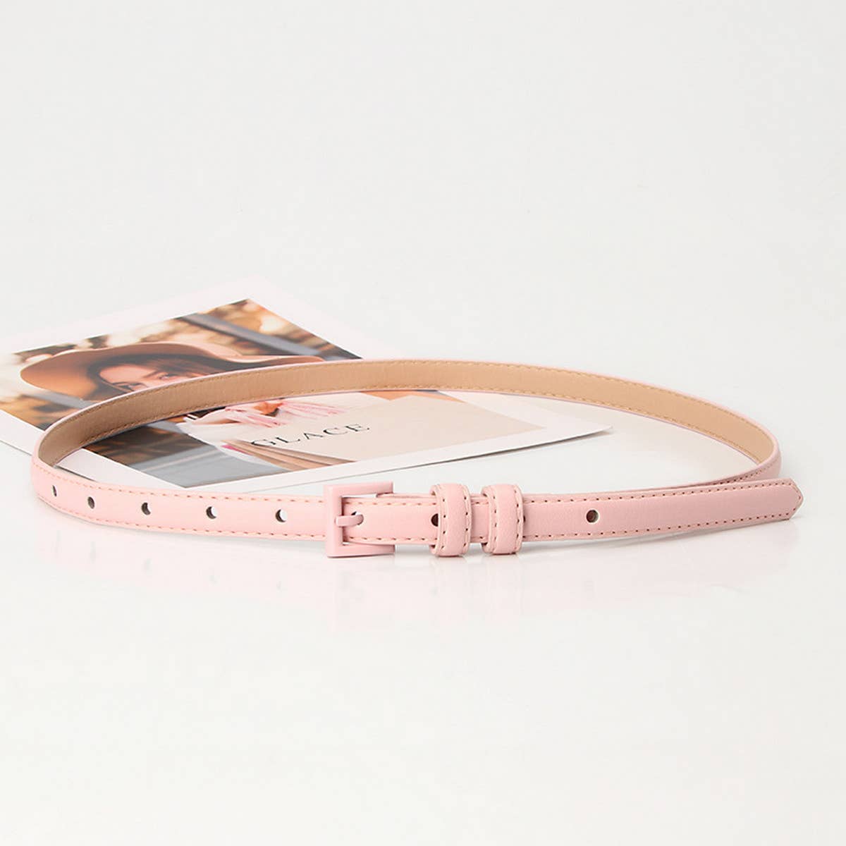Cwabe0907_Women'S Small Square Buckle Thin Belt