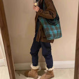 FASHIONABLE ALL MATCH WOOL PLAID SHOULDER HANDBAG_CWAB4099