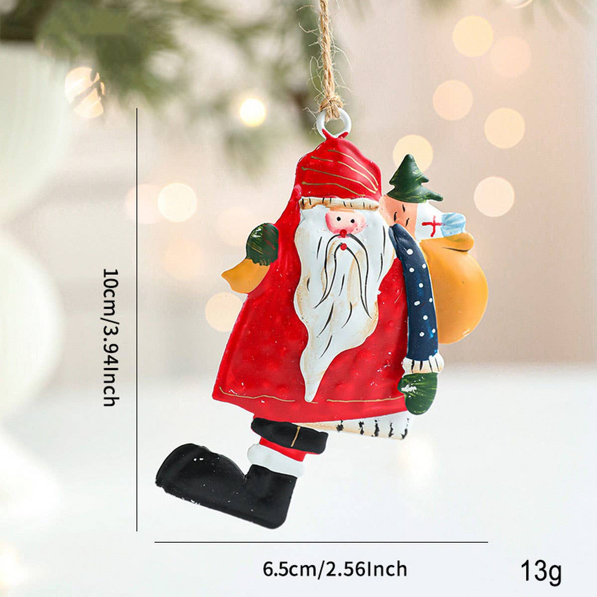 RUSTIC IRON ANGEL SANTA SNOWMAN TREE HANGING_CWMM9765