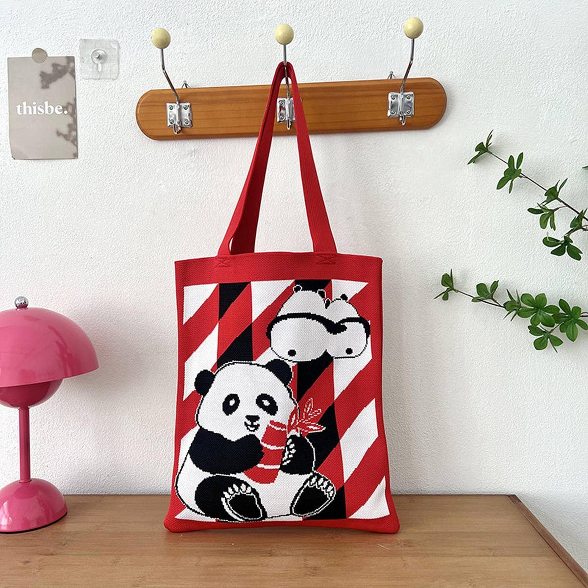 Casual New Style Panda Bag Knitted Handbag_Cwab3222