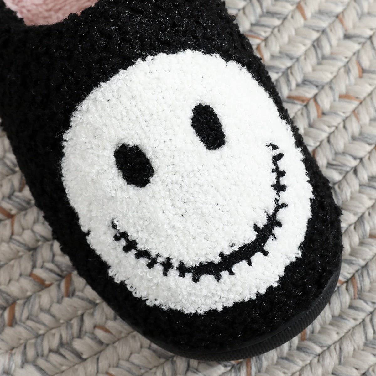 HALLOWEEN SMILEY FACE EMBROIDERED COTTON SLIPPERS_CWSHS0858