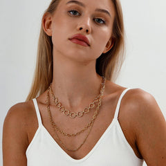 MULTI LAYERED 18K THREE LAYER NECKLACE_CWMM3692