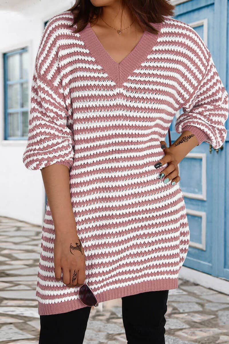 Striped Cutout Sweater Dress Knit Dress
